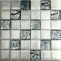 Hand-Drawing Cream-Colored And Electroplating Mixed Glass Mosaic
