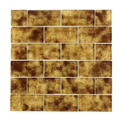 Luxury Ink-Inject Golden Style Glass Mosaic