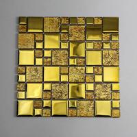 Luxury Glass Mosaic Electroplating Gold Shine Surface