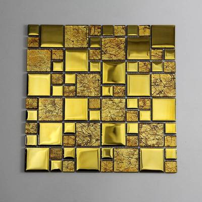 Luxury Glass Mosaic Electroplating Gold Shine Surface