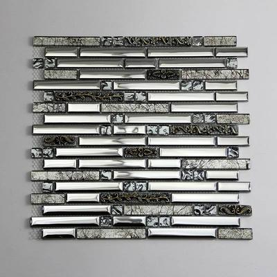 Glass Mosaic Electroplating Sliver Shine Surface Mixed Glass With Resin